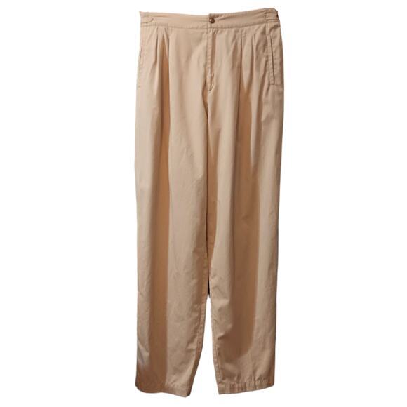 VINTAGE LIZSPORT Pleated Pants Trousers Khaki Tan Size LG Side Buckles High Rise - Picture 10 of 13